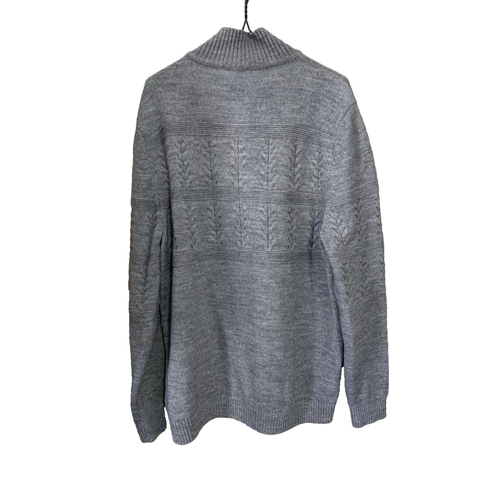 Saint James Detroit 1/4 Zip Pullover Wool Blend Cable Knit Sweater Men's 46 Gray - Picture 5 of 16